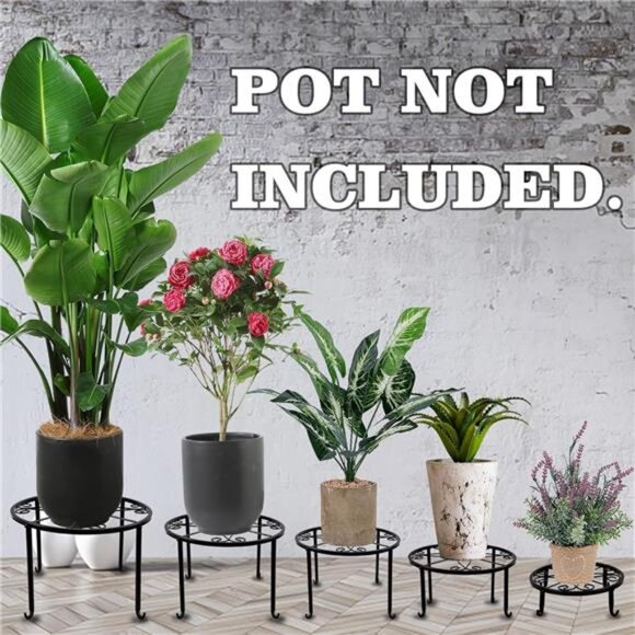 5 Pack Metal Plant Stands for Flower Pot,Heavy Duty Potted Holder,Indoor Outdoor - Picture 3 of 7